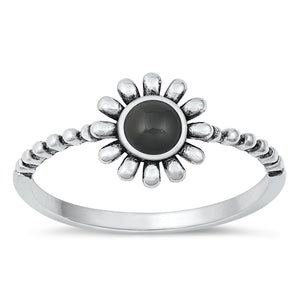 Sterling Silver Oxidized Black Agate Ring