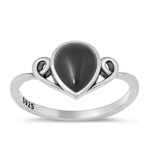 Sterling Silver Oxidized Black Agate Ring