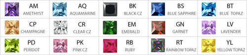 3mm Square Color CZ Stud Earrings