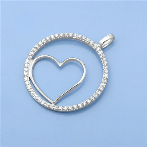 Sterling Silver White CZ Heart Pendant