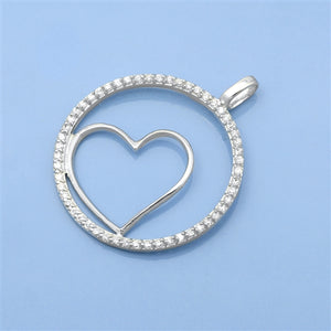 Sterling Silver White CZ Heart Pendant
