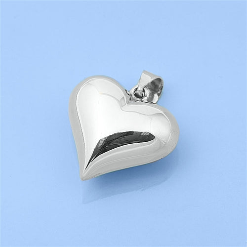 Sterling Silver Plain Heart Puff Pendant