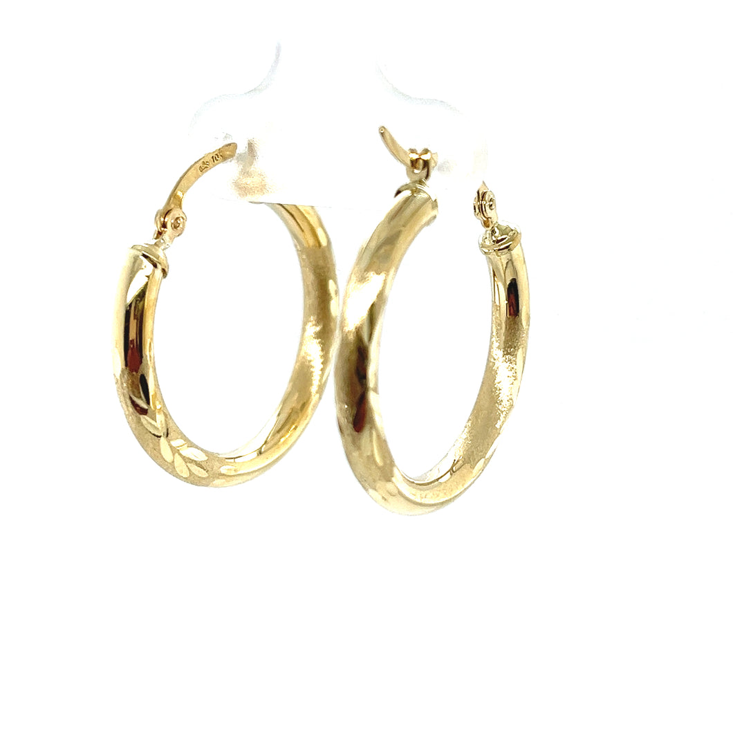 10k Gold Line Cut Hoops