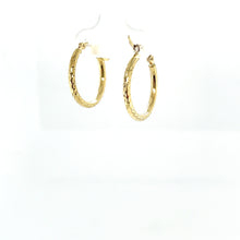 Load image into Gallery viewer, 10k Gold Lines Cut Hoops