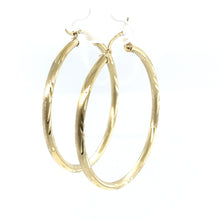Load image into Gallery viewer, 10k Gold Line Cut Hoops
