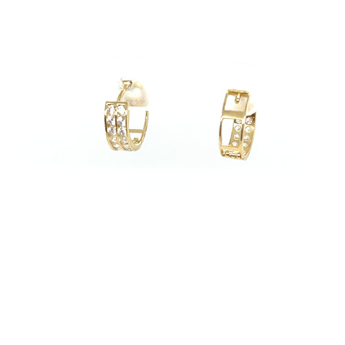 10k Gold Double Clear Cubic Zirconia Huggies