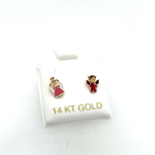 14k Gold Angel and Devil Studs