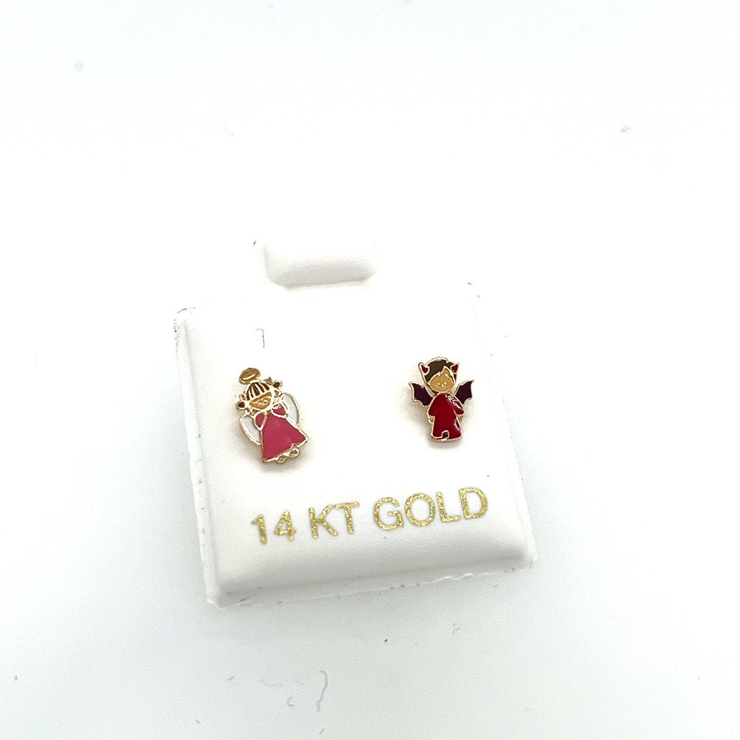 14k Gold Angel and Devil Studs