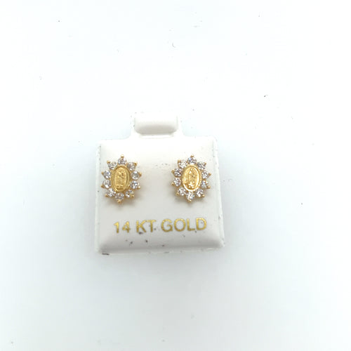 14k Gold Our Lady of Guadalupe Studs