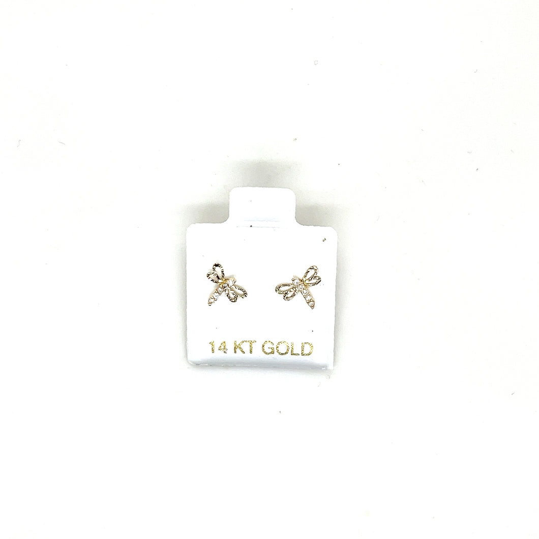 14k Gold Dragonfly Studs