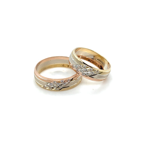 14k Tri Gold Wedding Bands