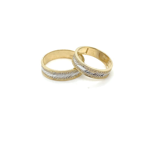 14k Gold Round White Wedding Bands