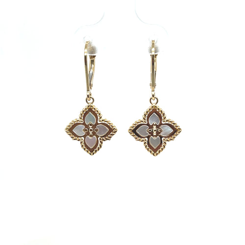14k Gold Clover Dangle Earrings