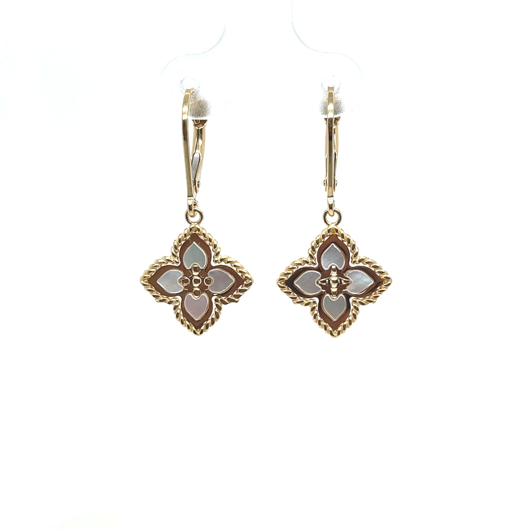 14k Gold Clover Dangle Earrings