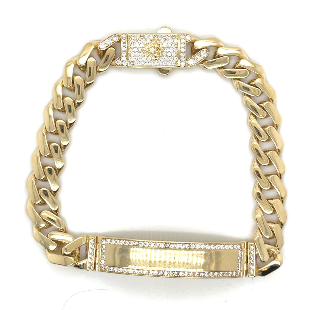 14k Gold Cuban Link ID Bracelet
