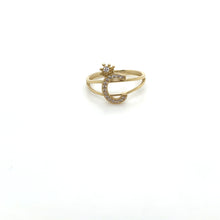 Load image into Gallery viewer, 14k Gold Letter Crown Ring