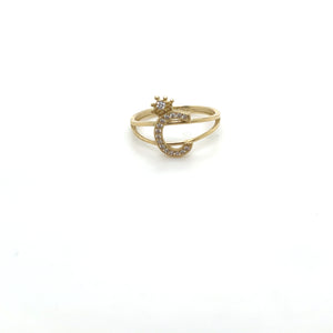 14k Gold Letter Crown Ring