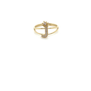 14k Gold Letter Crown Ring
