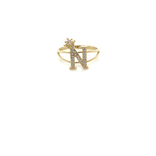 Load image into Gallery viewer, 14k Gold Letter Crown Ring