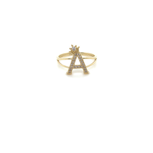 14k Gold Letter Crown Ring