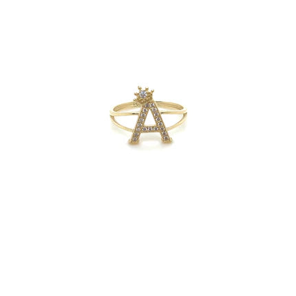 14k Gold Letter Crown Ring