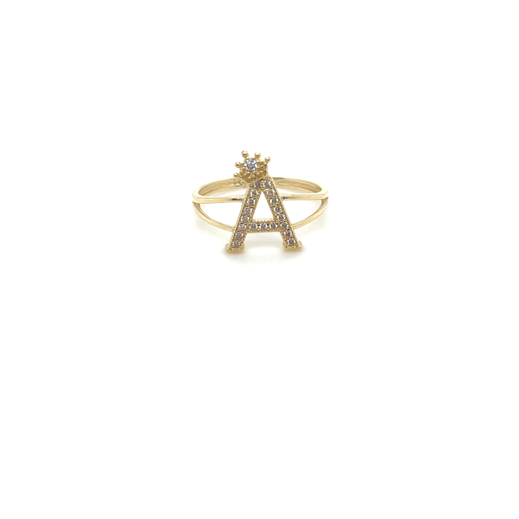 14k Gold Letter Crown Ring