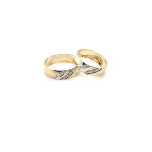 14k Gold Lines CZ Wedding Bands