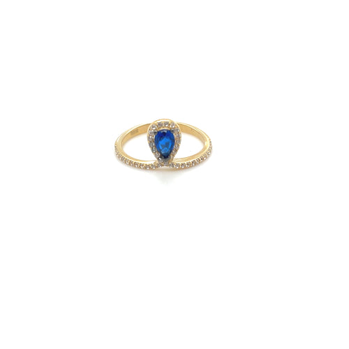 14k Gold Blue Drop Ring