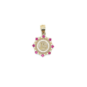 14K Gold "15 years" Round Pendant