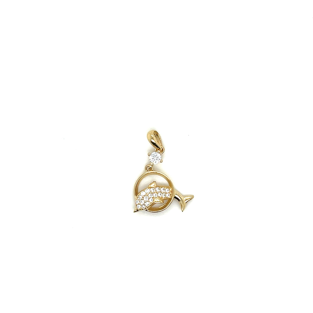 14K Gold Dolphin Pendant