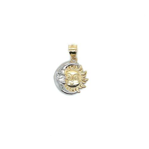 14K Gold Moon and Sun Pendant