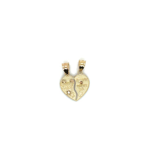 14K Gold Our Lady of Guadalupe and Christ Breakable Heart Pendant