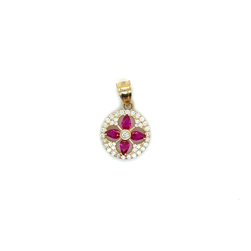 14K Gold Fuscia Flower Pendant