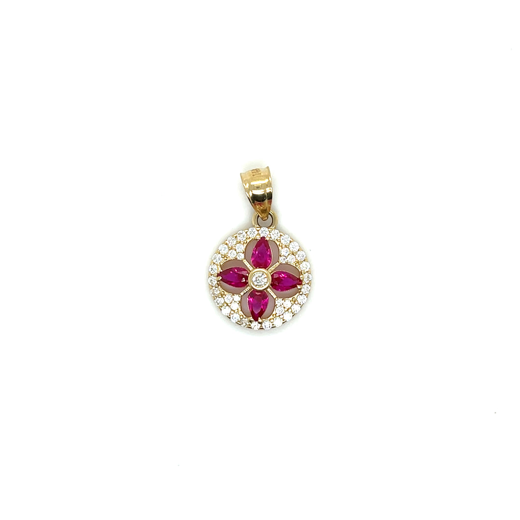 14K Gold Fuscia Flower Pendant