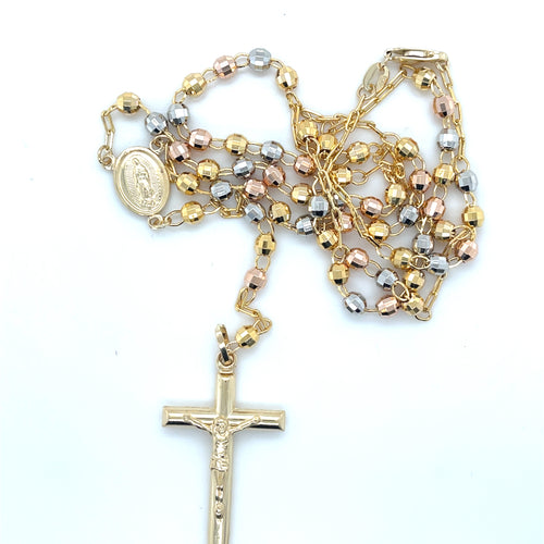 14k Tri Gold Our Lady of Guadalupe and Christ Cross Rosary