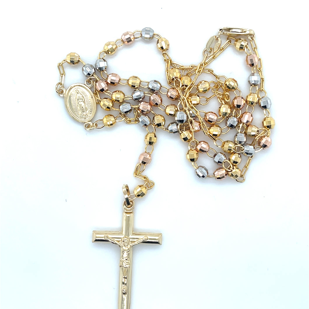 14k Tri Gold Our Lady of Guadalupe and Christ Cross Rosary