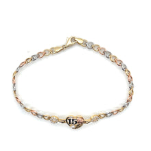 Load image into Gallery viewer, 14k Gold &quot;15 years&quot; Heart Bracelet