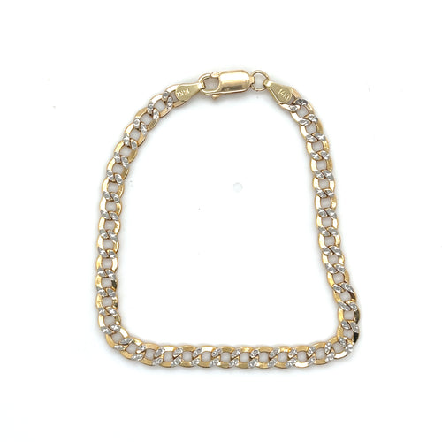 14k Gold Cuban Diamond Cut Bracelet