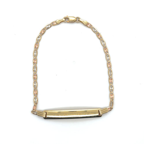 14k Tri Gold Valentino ID Bracelet