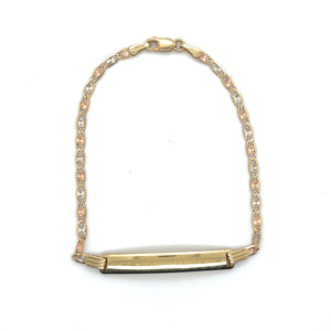 14k Tri Gold Valentino ID Bracelet