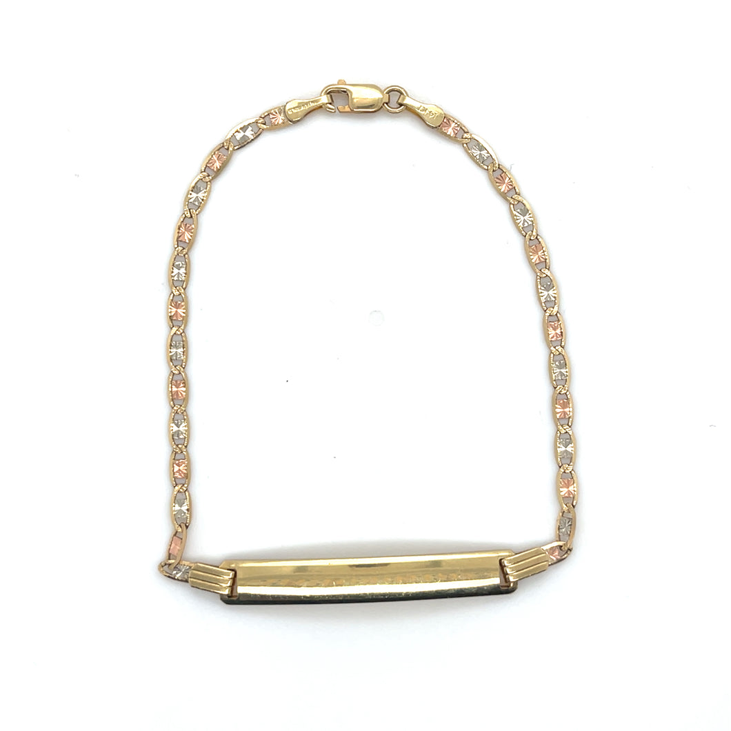 14k Tri Gold Valentino ID Bracelet