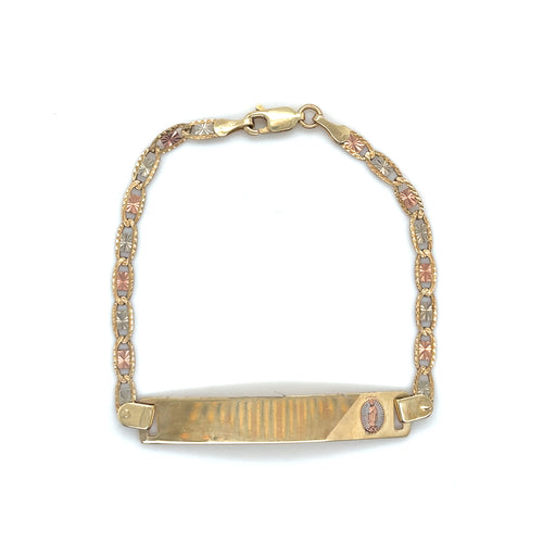 14k Gold Our Lady of Guadalupe Valentino Link ID Bracelet