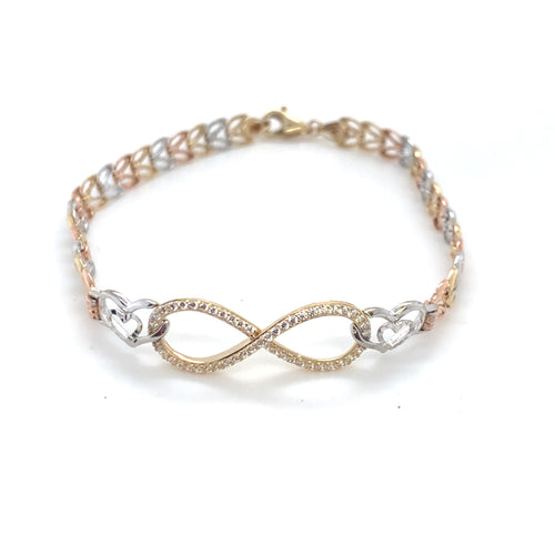 14k Tri Gold Infinity Link Bracelet