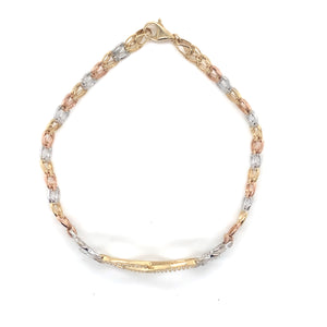 14k Tri Gold Infinity Link Bracelet