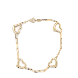 14k Gold Heart Link Bracelet