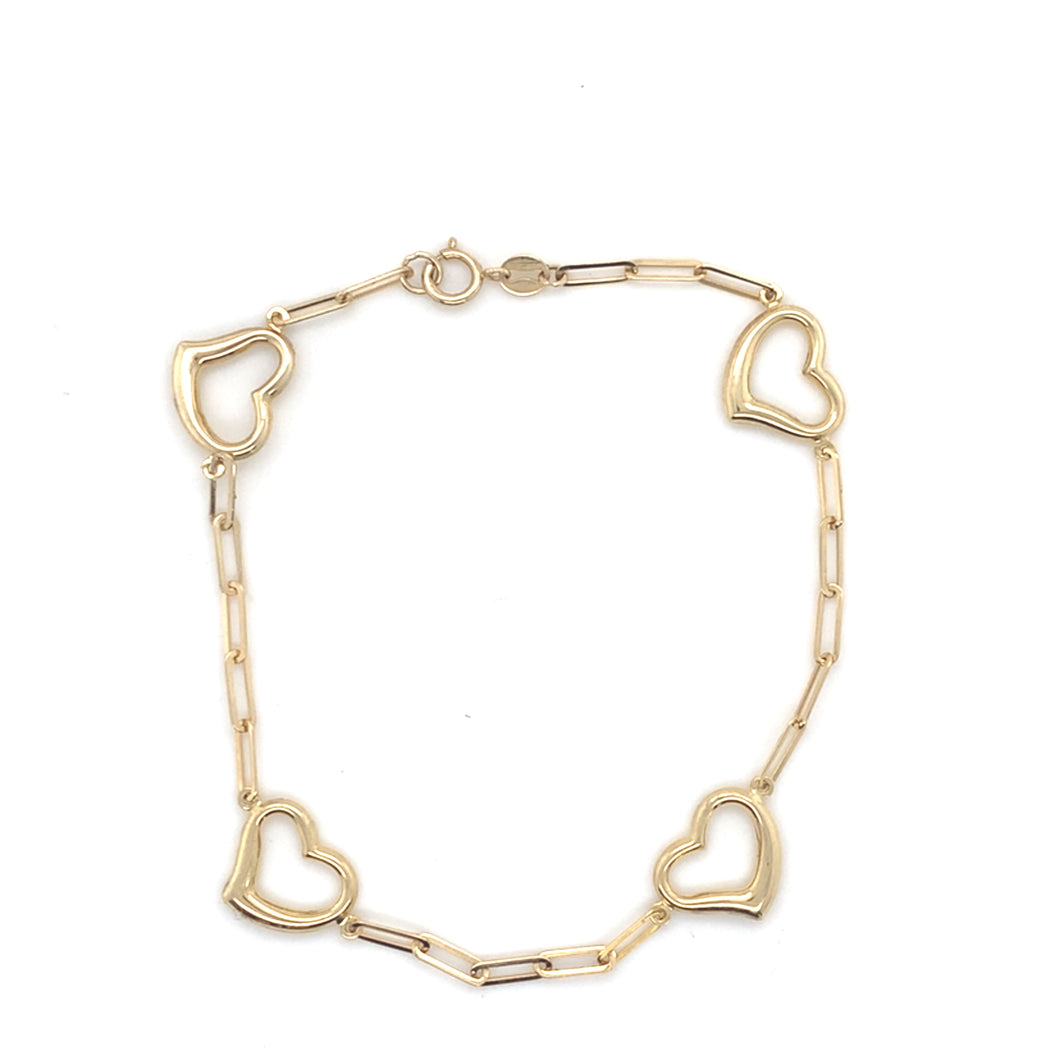 14k Gold Heart Link Bracelet