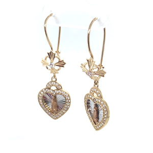 14k Gold Our Lady of Guadalupe Dangle Earrings