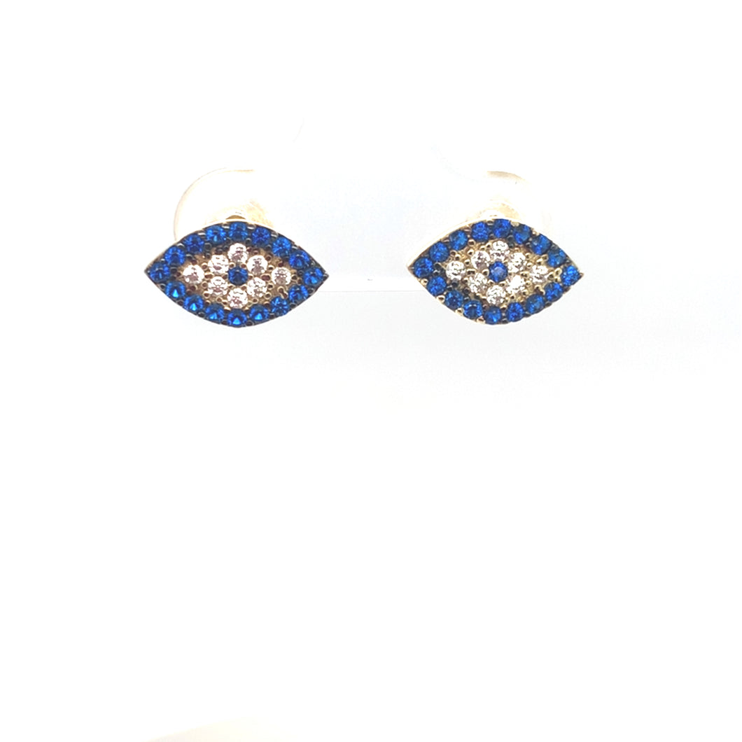 14k Gold Blue Eye Studs