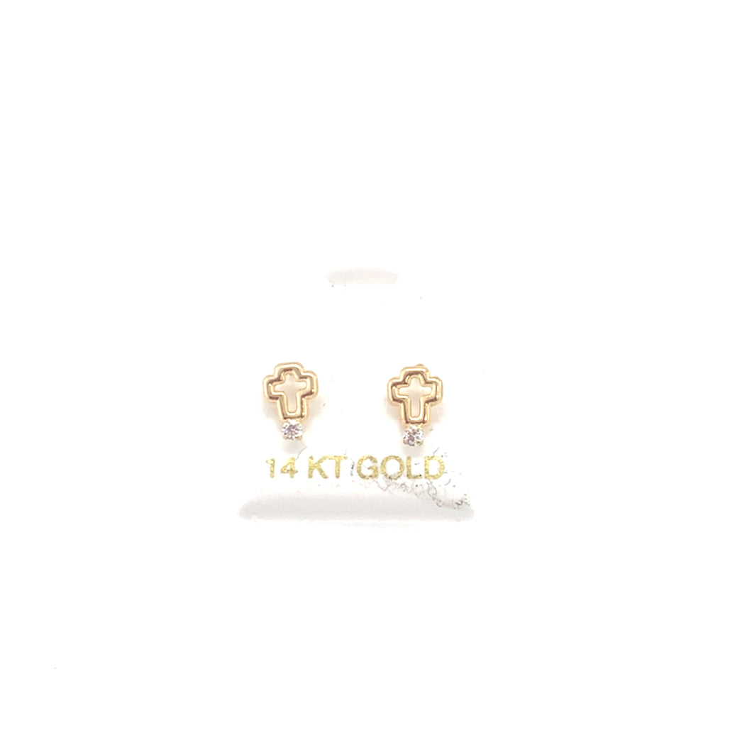 14k Gold Cross Studs