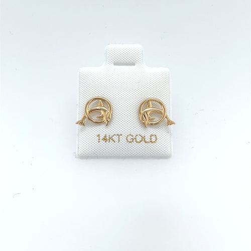 14k Gold Dolphin Studs